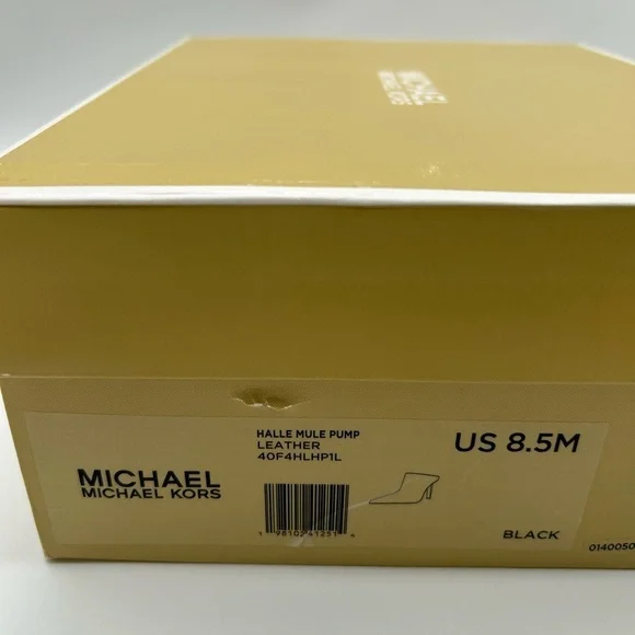 Michael Kors Halle Mule Pump Leather Black Pointed Toe Heels Size 8.5M NIB - Picture 14 of 15